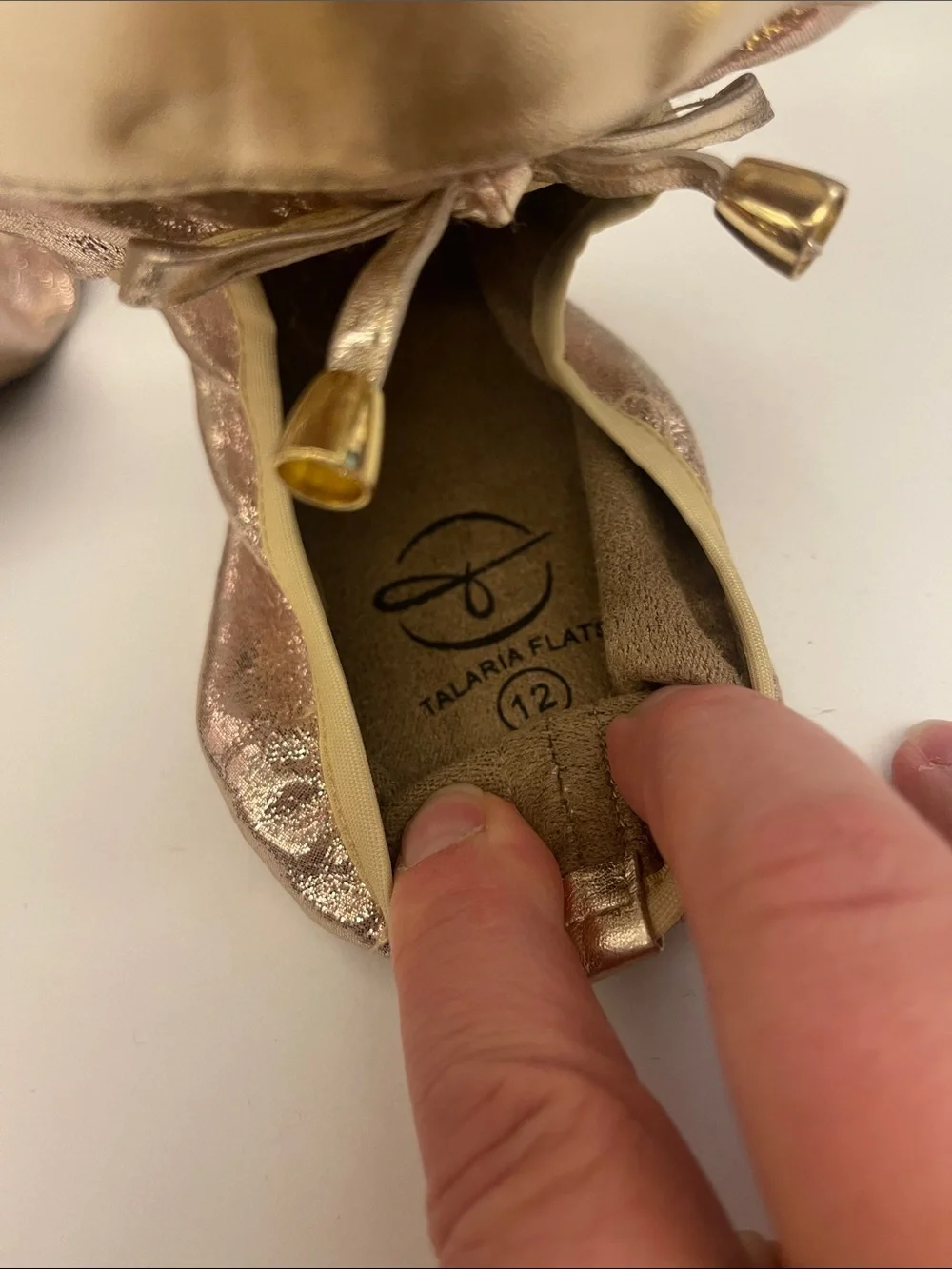 Talaria - Women’s Metallic Gold Foldable Ballet Flats Size 12